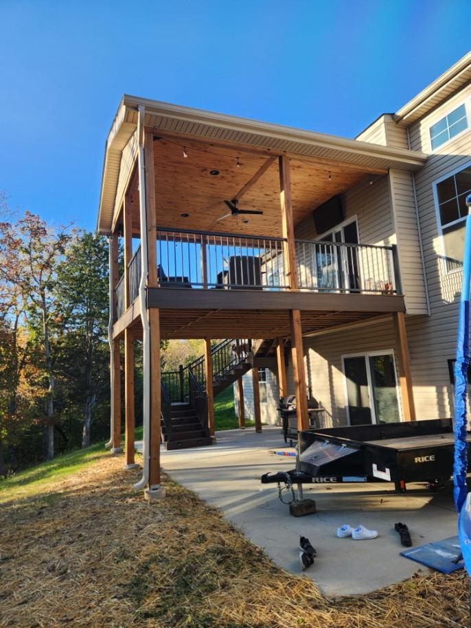 Two-story covered deck built onto a home